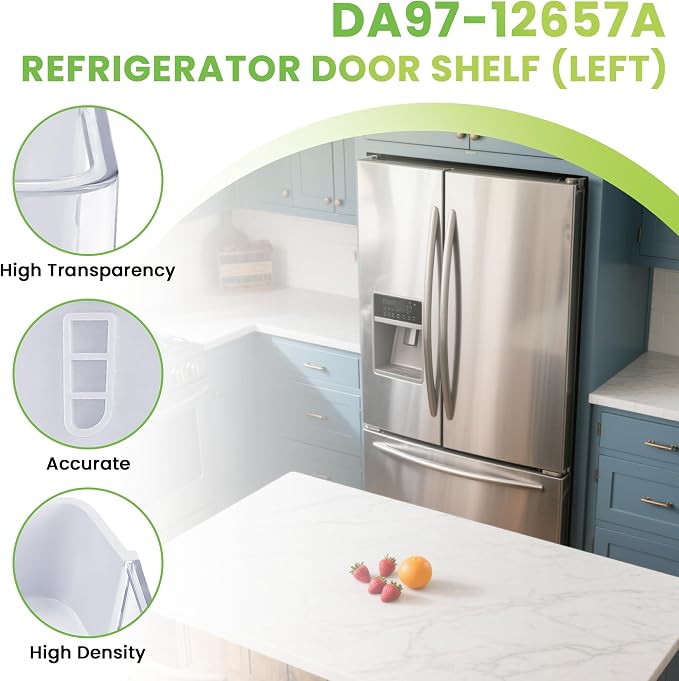 AMI PARTS DA97-12657A (not DA97-12650A) Refrigerator Door Shelf (LEFT) fit for Samsung Refrigerator Parts RF260BEAESR RF261BEAESR RF261BEAESP Replaces AP5621270 DA63-06867 With Cleaning Cloth