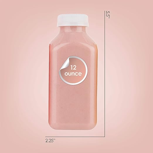 Disposable Juice Container with Caps, 12 Oz Reusable, Clear & Empty Smoothie Bottle For Grab & Go Drink & Juicing Journey, 24 Pack BPA-Free Plastic Water Bottles, Handy, Leak-Proof Beverage Containers