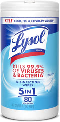 Lysol Disinfecting Wipes, Multi-Surface Cleaner, Crisp Linen, 80 ct. | All Purpose Cleaner, Sanitizing, Deodorizing, Apartment Essentials, Back To School Cleaning Supplies, Kitchen & Bathroom Wipe