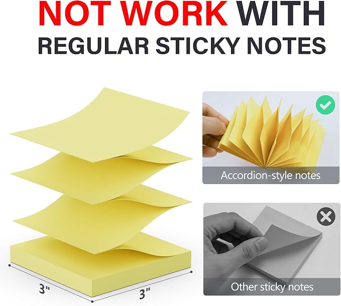 SMART&COOL Magnetic Pop-Up Note Dispenser for 3 x 3 in Accordion-Style Sticky Notes, Sticky Note Holder for Fridge, File Cabnets or Office Supplies, 1Pack, Clear & Black (Notes Not Included)