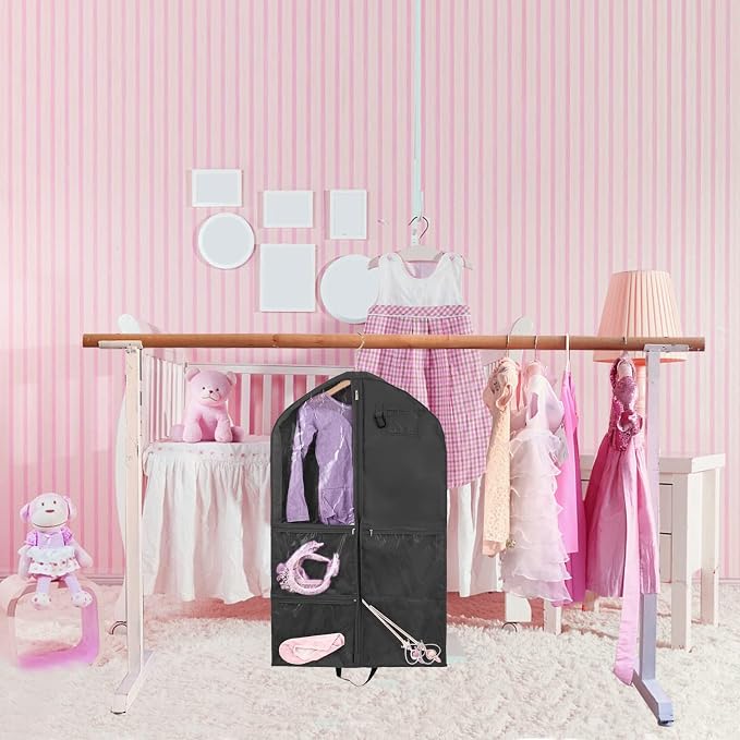 Dance Costume Garment Bag for Dancers,3 Pack Waterproof 40 inch Kids Garment Bag for Dance Competitions with Pockets for Dance Costumes,Cheer Uniform Garment Bags for Hanging Clothes Travel