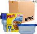 Glad GladWare Medium Rectangle Food Storage Containers with Lids, BPA Free Plastic for Soups Salads and Meal Prep, Airtight Leak Resistant, Microwave Dishwasher Freezer Safe, 24 Oz, 5 Count - 6 Pack
