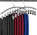 2-Pack Legging Hangers, Space-Saving Closet Organizer with 20 Stainless Steel Clips Total, Holds 20 Leggings, Yoga Pants, Skirts and Scarf | Anti-Slip Multi Clip Hangers