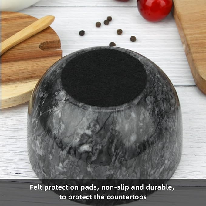 Salt Cellar Box with Lid & Spoon, Modern White Stone Salt or Pepper Sugar Spice Seasoning Bowl Container Jar Holder Well Keeper Dish Pig Crock for Kitchen (Marble Bowl Set)