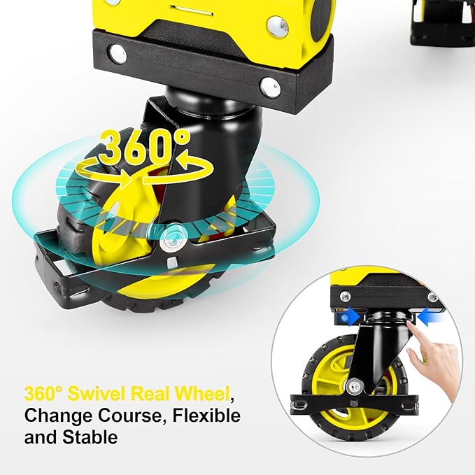 330LB Folding Hand Truck Heavy Duty Carrying, Combination of Four Wheels and Two Wheels Convertible Dolly Cart with Retractable Handle Dolly for Moving Office Carts(Yellow)