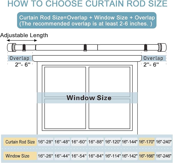 Byondeth Curtain Rods for Windows 16 to 170 Inches Adjustable Length 1 Inch Diameter Window Curtain Rod with Aluminium Finials, Flash Gold