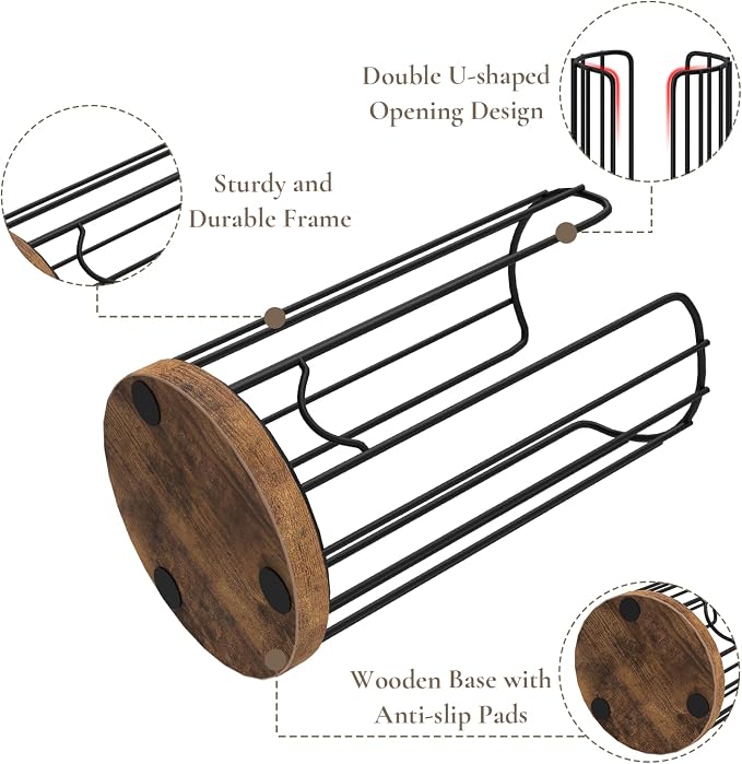 Mason Jar Lid Organizer, Metal & Wood Jar Lid Storage Holder | Rustic Canning Lid Organizer, Vertical Metal Wire Jar Lid Holder Caddy for Mason Jar Lids, Canning Lids and Rings, 2 Pack