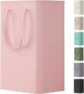 Lifewit Slim Laundry Hamper, Narrow Small Laundry Basket with Handle for Dirty Clothes, Collapsible Tall Thin Laundry Bin for Bathroom Bedroom Dorm College, 50L, Pink