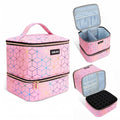 SAVILAND Nail Polish Organizer Bag: PU Leather Nail Polish Storage Organizer Holds 30 Bottles & Nail Lamp, Nail Polish Holder Travel Carrying Case Box Nail Tech Organizer Storage Bag for Nail Supplies