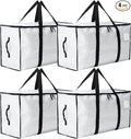 Moving Bags Heavy Duty Extra Large, Moving Boxes, Moving Supplies Essentials, Blue Storage Bins with Lids, Plastic Packing Totes, Storage Bags for Clothes with Handles & Zippers(White, 4 Pack)