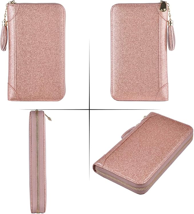Easyoulife Credit Card Holder Wallet Womens Zipper Leather Case Purse RFID Blocking