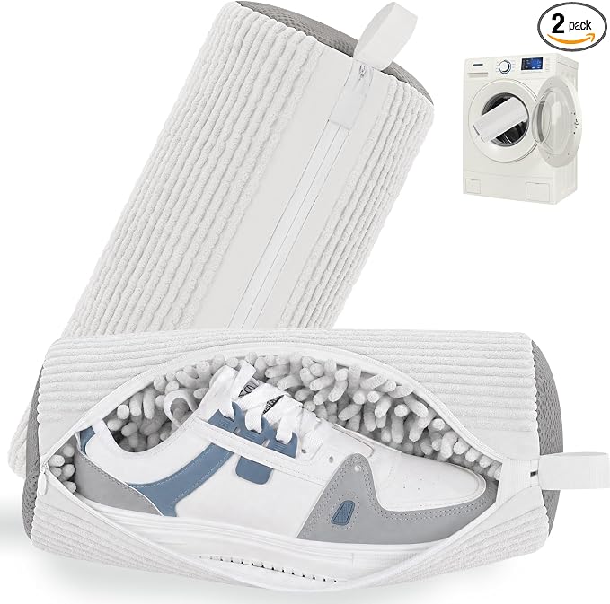 Shoe Washing Machine Bag Laundry Shoe Bag for Washer and Dryer Reusable 2pc Shoe Cleaning Bags for Sneakers 360 Deep Cleaning for All Shoes Types with Invisible Zipper