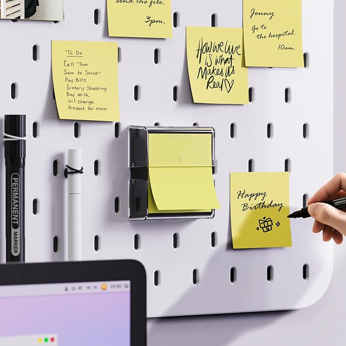 SMART&COOL Magnetic Pop-Up Note Dispenser for 3 x 3 in Accordion-Style Sticky Notes, Sticky Note Holder for Fridge, File Cabnets or Office Supplies, 1Pack, Clear & Black (Notes Not Included)