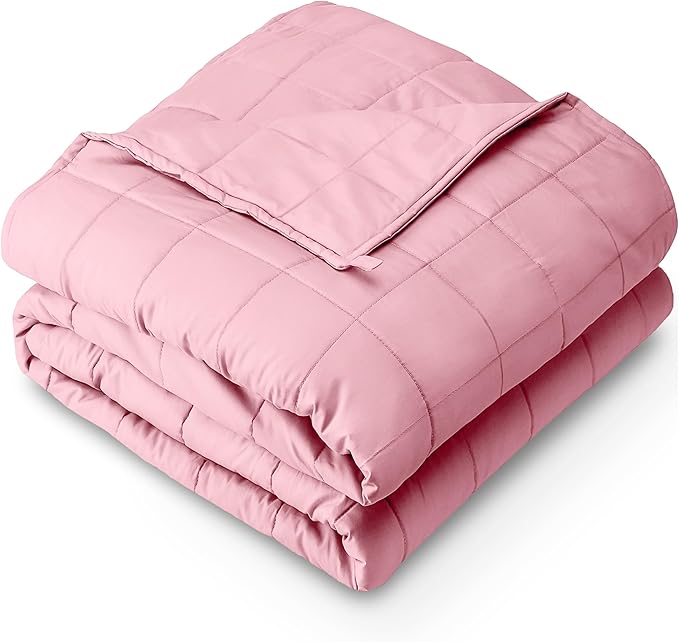 Bare Home Weighted Blanket Full or Queen Size 15lb (48" x 72") for Adults - All-Natural 100% Cotton - Premium Heavy Blanket Nontoxic Glass Beads (Light Pink, 48"x72")
