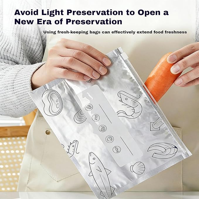Reusable Aluminum Foil Sealable Storage Bags, 2026 New Resealable Stand Up Zipper Pouches with Label for Food Storage, Freezer Safe Leak Proof Foil Bags for Meat, Fruit, Vegetables (10S+10M+10L)