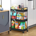 SOLEJAZZ 3 Tier Slim Rolling Storage Cart Organizer with Wheels, Black | Utility cart for bathroom, laundry, bedside, dorm&narrow spaces. Fits craft, nail, makeup, snack, art, diaper&baby essentials