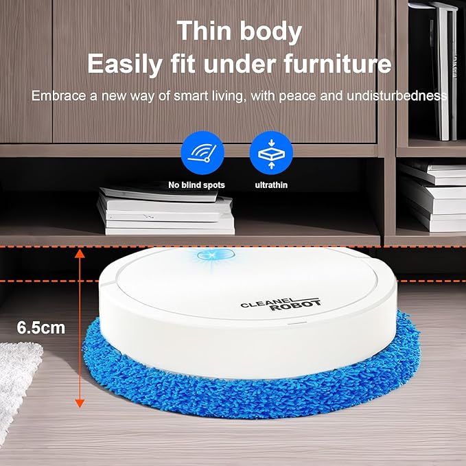 Robot Vacuum and Mop, 3-in-1 Sweeping Vacuuming & Mopping, 3000Pa Suction, Ultra-Thin Quiet, Ideal for Pet Hair and Hard Floors with Smart Navigation-tdj