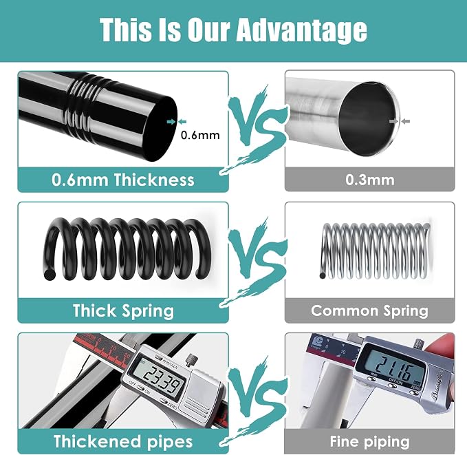AIZESI Black Shower Curtain Rod 43 to 73 Inch Spring Tension Curtain Rod, Never Rust, Curtain Rods No Drilling, Adjustable Curtain Rods for Window, Bathroom, Kitchen, Doorway