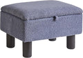 Aibiju Foot Rest for Couch, Foot Stool Ottoman with Wood Legs, Teddy Velvet Ottoman with Storage 16x12x9.5inch Flip Top Small Stool for Living Room Dorm Teddy Gray YD-JD136G