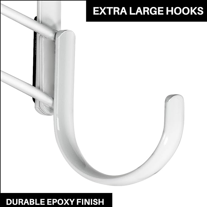 LYNK Professional® Home™ Over the Door Hooks - 14 Hook – Over the Door Coat Rack - Over the Door Hanger - Hanging Towels or Clothes - Bathroom, Bedroom, Laundry Room - Lifetime Ltd. Warranty, White