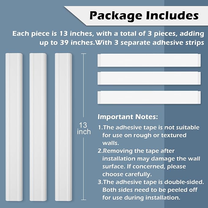 39in TV Cord Hider - Cord Covers for Wall Mounted TV Cable Hider Wall Kit | Wire Hiders for TV on Wall, Wire Covers for Cords, Cable Concealer Hide Cords, 1.5"W*0.75"H*13inL*3, Grey