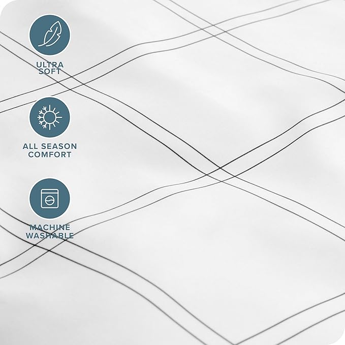 Bare Home California King Sheet Set - Luxury 1800 Ultra- Soft Double Brushed Microfiber - Deep Pockets - Easy Fit - 4 Piece Bedding Sheet Set (California King, Modern Plaid - White/Grey)