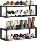 Homeiju Hanging Shoe Organizer,2 Pack Wall Mounted Shoe Rack Holds 12 Pairs,Space Saving Metal Wall Shoe Rack,Hanging Shoe Rack Shoe Holder for Small Space,Entryway,Closet,RV,Camper（Black