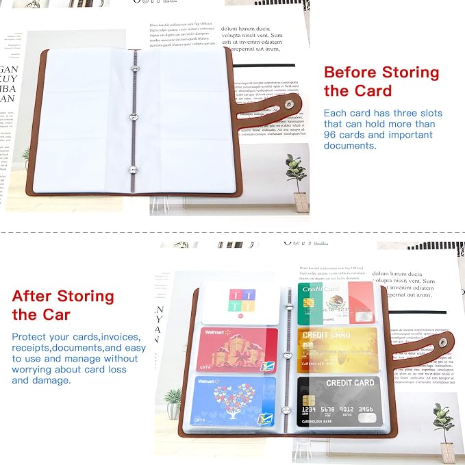 Padike RFID Credit Card Holder Business Card Organizer Business Card Holder, with 96 Card Slots Credit Card Protector for Managing Your Different Cards to Prevent Loss or Damage (Red)