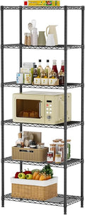 SINGAYE 6 Metal Shelves Wire Shelving Storage Shelf Adjustable Unit Pantry | 6 Tier Kitchen Laundry Room Organization Home Pantry Closet Bathroom Organizers Garage Rack 14" D x 24" W x 72" H Black