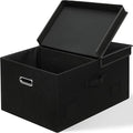 Graciadeco 75 Quarts Extra Large Decorative Storage Bins with Lids, 1 Pack Black Collapsible Storage Bins with Lids, Stackable Storage Bins Decorative Box Storage With Lid Extra Large