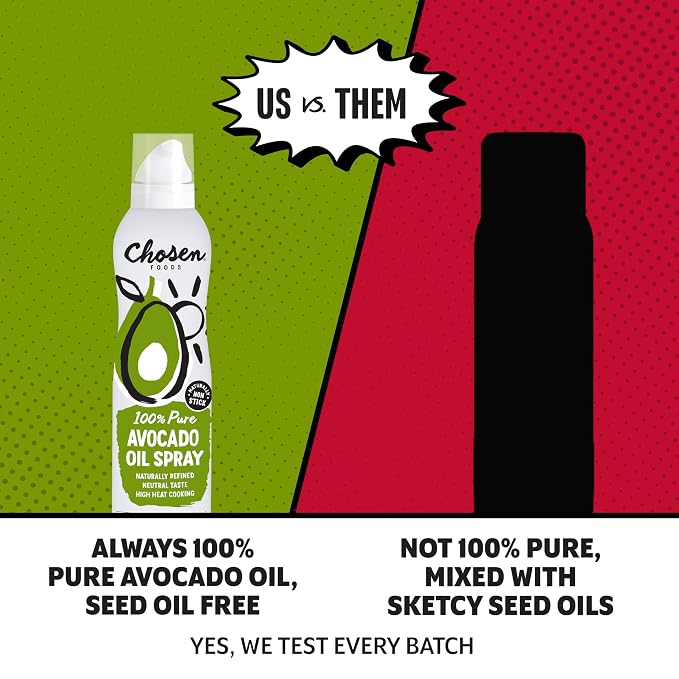Chosen Foods Avocado Oil Spray, 4.7 Oz - All Purpose Cooking Spray made from 100% pure avocados - Non-GMO, Gluten-Free, Keto Friendly - 134g (Pack Of 1)