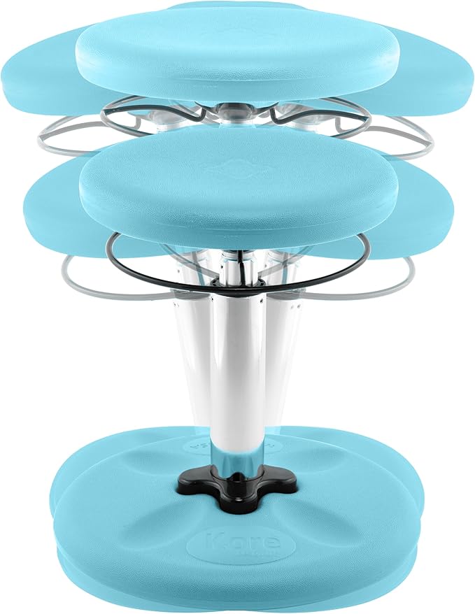KORE DESIGN Adjustable Wobble Stool Chair, Girls + Boys Kid Desk Stools, Ergonomic Small Office Chairs, Flexible Seating, Active Kids, ADD/ADHD, Classroom, Home, Age 6-11, Standard (14-19in) Pale Blue
