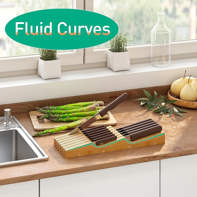 Knife Drawer Organizer (Natural, 13 Knives Organizer)