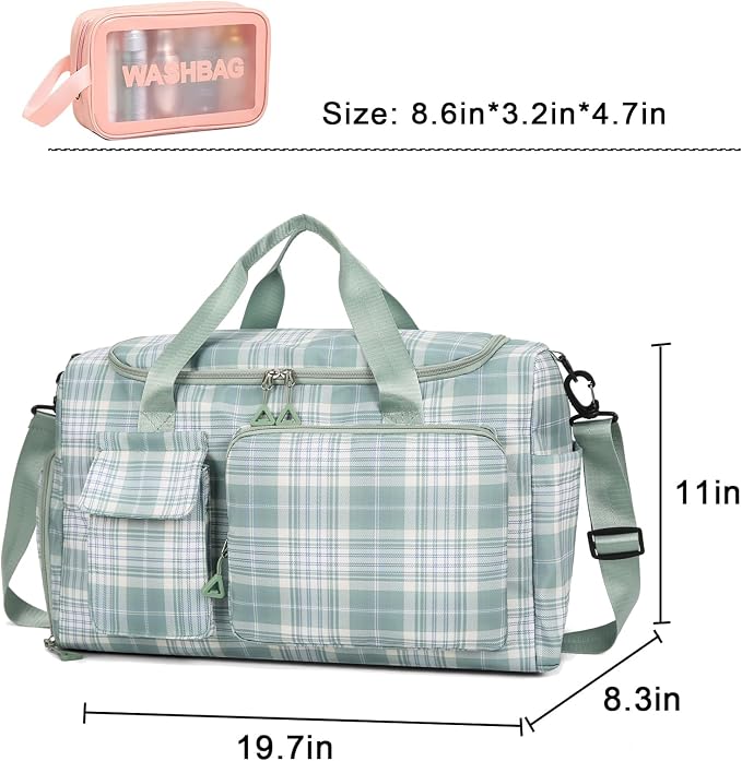 Small Gym Bag for Women, Travel Duffle Bag Carry On Weekender Bag with Shoe Compartment