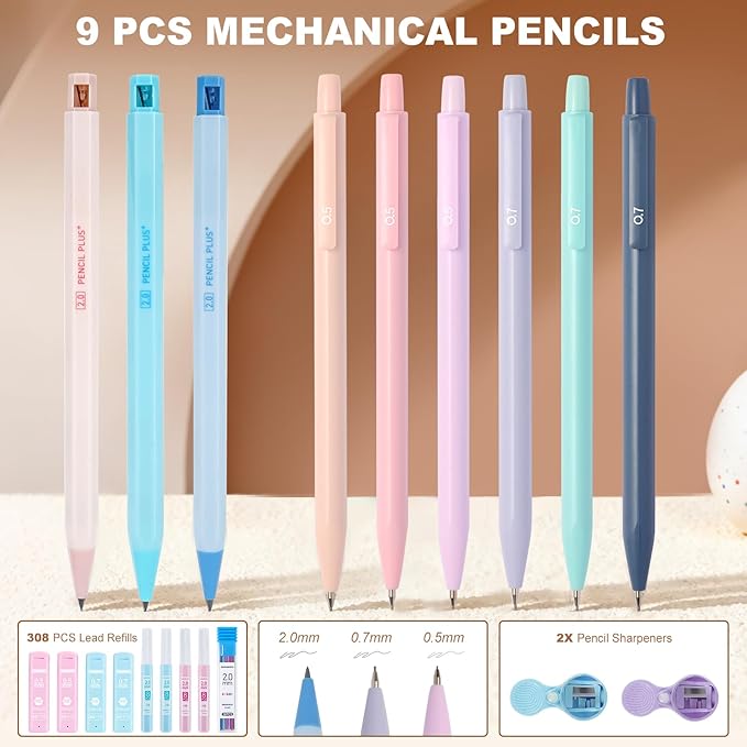 58 PCS Aesthetic School Supplies with Cute Pencil Case,12 Pastel Highlighters, 5 Gel Pens Black Ink，9 Mechanical Pencils for， Student Stationary ，CollegeEssentials Gifts (Green)