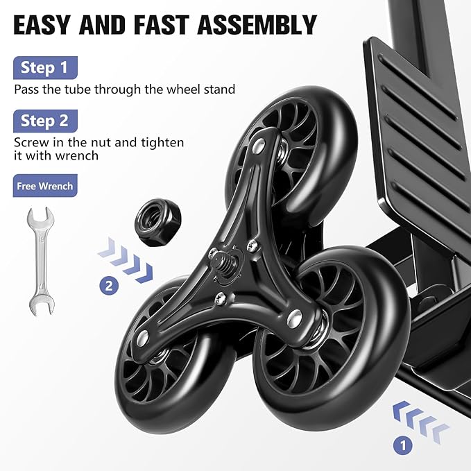 KEDSUM 460 LBS Stair Climbing Dolly, Folding Dolly Cart with Wheels for Stairs, Telescoping Handle & 100% Thickened Steel Stair Climbing Cart for Warehouses, Homes, and Offices, Height 49.2 inch