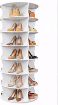 Kitsure Shoe Rack - 7-Tier Rotating Shoe Rack Tower, 360° Revolving Display & Storage Solution with Lazy Susan, Space-Saving Shoe Rack for Entryway, Closet, Bedroom, White