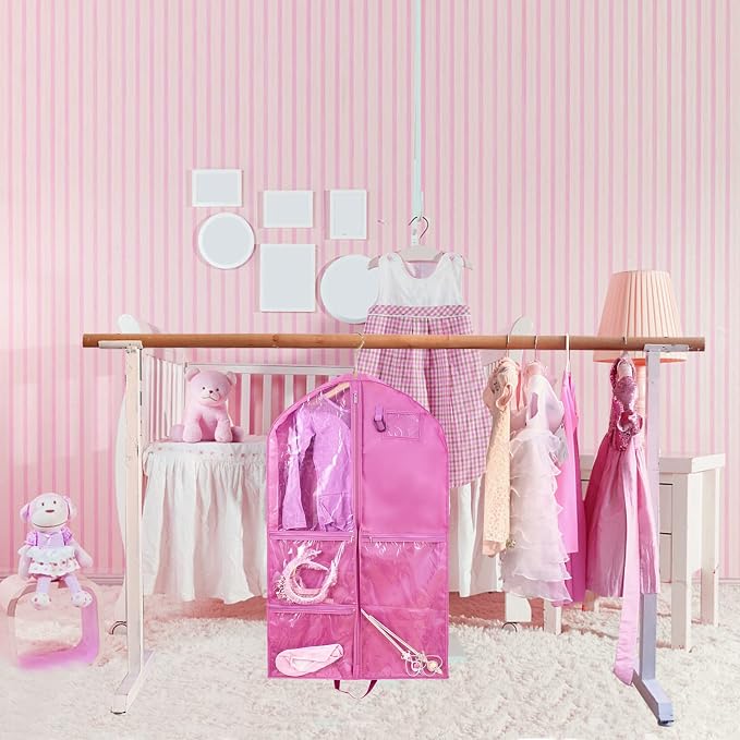 Waterproof Hanging Garment Bag,40 inch Garment Bags for Hanging Clothes,Garment Bags for Travel Storage,Dance Clothes Bag,Kids Garment Bag for Dance Costumes,Sports,Theatre,Beauty Pageants (Pink)