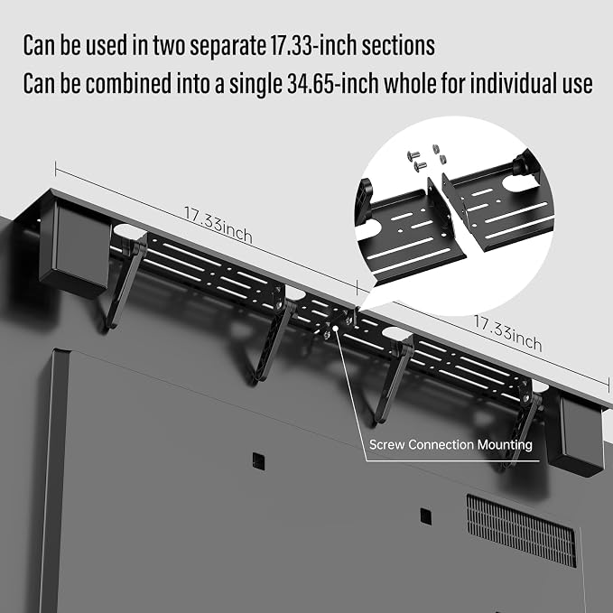 CABTE Adjustable Steel TV Top Shelf, Floating TV Stand, Universal Monitor Shelf for Soundbar, Game Console, Cable Box, Router Shelves (34.65 x 4.33 inch) | Universal Monitor Shelf for Game Console, Cable Box, Router Shelves (34.65 x 4.33 inch)