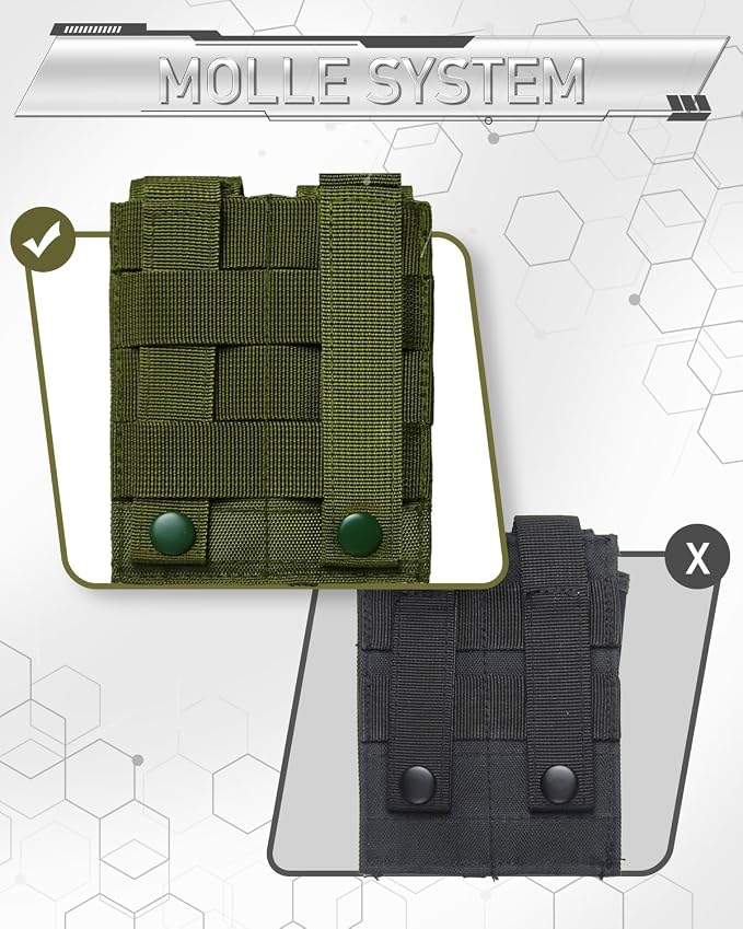 ELVO Pistol Magazine Holster, Double 9mm Mag Pouch | Open-Top Dual Magazine Holder, Tactical Belt, Molle Compatible