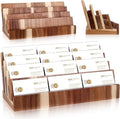 DLUGOPIS 4 Tier Acacia Wood Business Card Holder Desktop Display Stand Multiple Wood Business Card Organizer Rack Gift Card Pamphlet Display for Exhibition Home Office