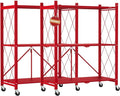DEANIC 3 Tier Foldable Storage Shelves with Wheels, Kitchen Appliance Stand, Freestanding Metal Wire Shelf Rack, No Assembly Organizer Rolling Cart for Garage, Basement, Pantry(Red Pack of 2)