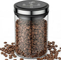 Vacuum Coffee Canister, 1.6L Large Capacity Airtight Coffee Container with Graduated Scale and Vacuum Duration Display. Features Transparent Borosilicate Glass Construction