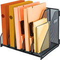 Magazine file holder for desk with 5 Vertical Compartments Folder Storage Binder Organizer for Office Home School Organization, Black