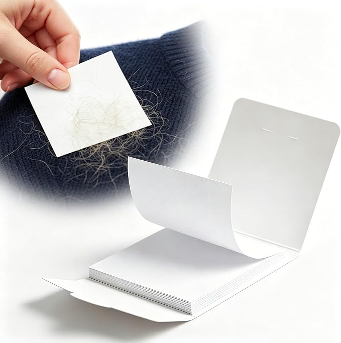 Mini Portable Lint Remover Strips & Pet Hair Remover - Pocket Sticky Stickers for Clothes, Travel & Handbags (50 Pieces) (200)
