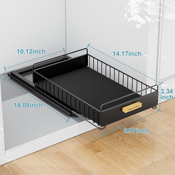 Pull Out Cabinet Organizer,Under Sink Organizer and Storage, 3 Installation Methods Slide Out Drawers for Cabinets, Multi-Purpose Storage Shelf for Kitchen, Cupboard, Bathroom 2 Pack Black