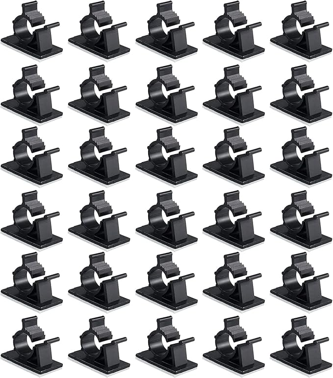 Viaky 30 Pcs Black Clips Self Adhesive Backed Nylon Wire Adjustable Cable Clips Adhesive Cable Management Drop Wire Holder