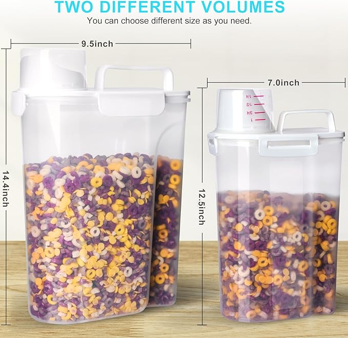 Uppetly Rice Airtight Dry Food Storage Containers 2 Pack, BPA Free Plastic Storage Bin Dispenser with Pourable Spout, Portable Handle, Kitchen Pantry Organization for Cereal, Flour and Baking Supplies