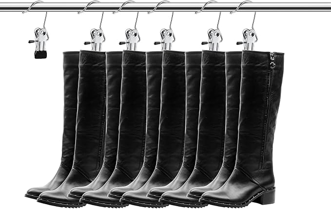 Hotop 36 Pieces Boot Hanger Clips for Closet, Laundry Hanging Hooks Heavy Duty Clips Boot Holder Portable Single Hooks Space Saving for Pants Jeans Clothes Hats Tall Towels (Silvery)