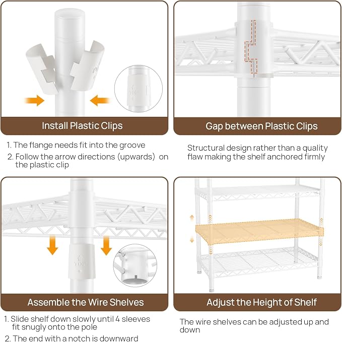 Golpart Heavy Duty Clothing Rack with Adjustable Shelves Clothes Wardrobe | Coat Rack Metal Closet Organizer and Storage Garment Rack for Hanging Clothes Wire Portable Cloth System Free Standing White
